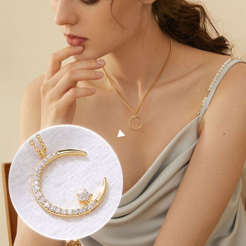 Collar brillante de Luna y Estrellas