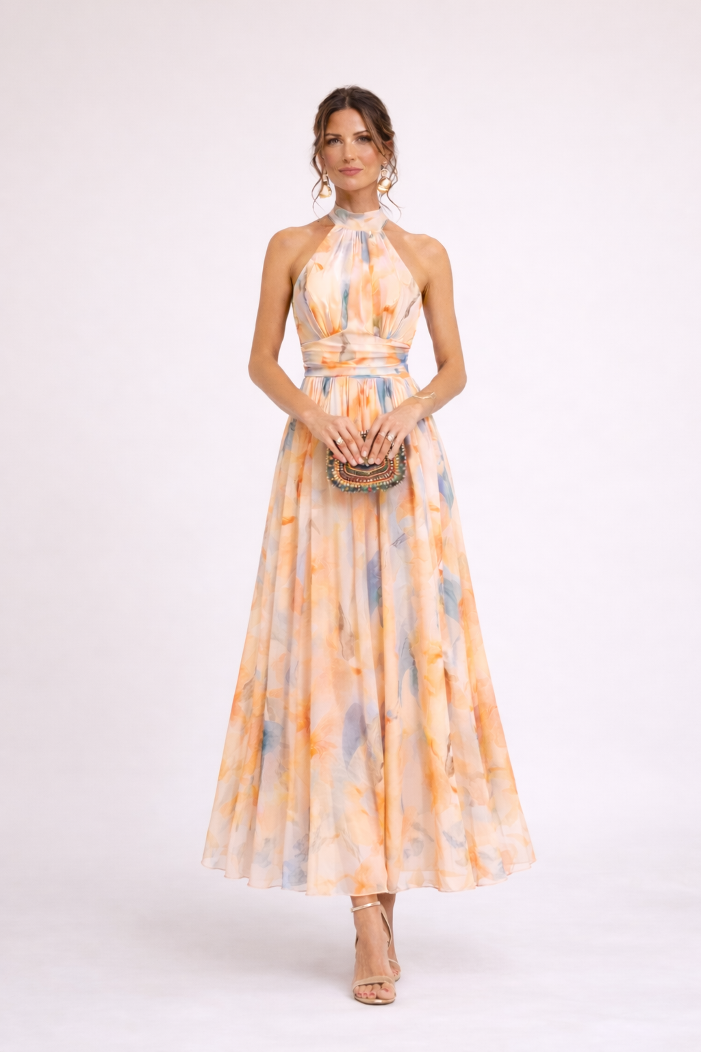 CAMILLE - Vestido sin tirantes en tonos acuarela