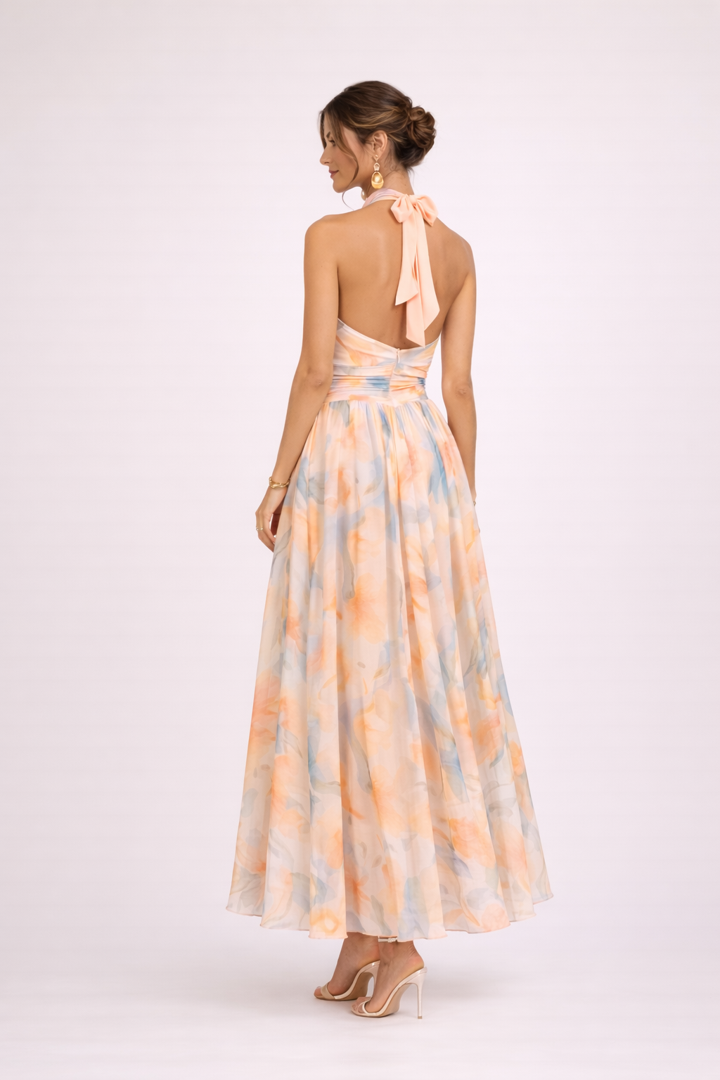 CAMILLE - Vestido sin tirantes en tonos acuarela