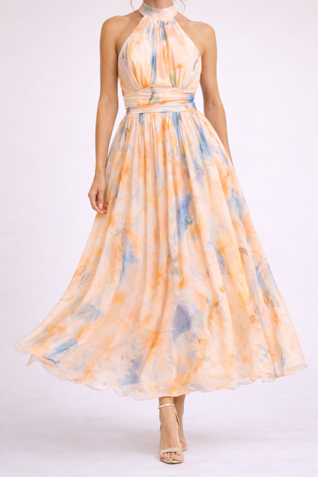 CAMILLE - Vestido sin tirantes en tonos acuarela