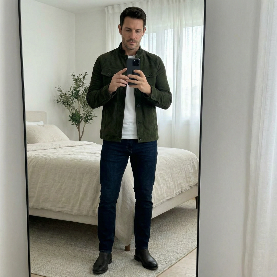 KAEL | Chaqueta Ante Verde Militar