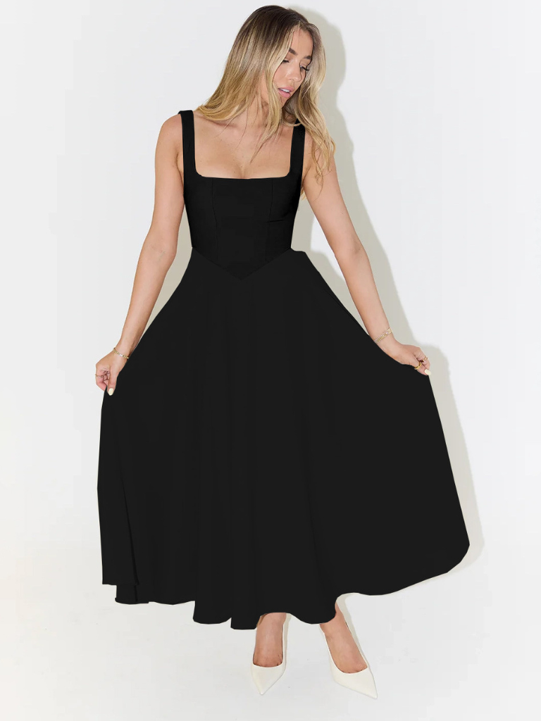 NEREA|  Vestido Midi Escote Cuadrado