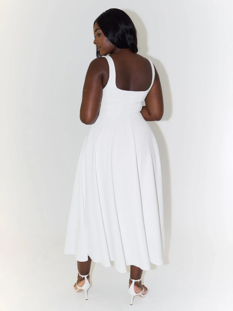 NEREA|  Vestido Midi Escote Cuadrado