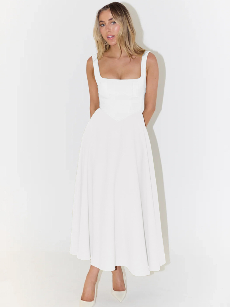 NEREA|  Vestido Midi Escote Cuadrado