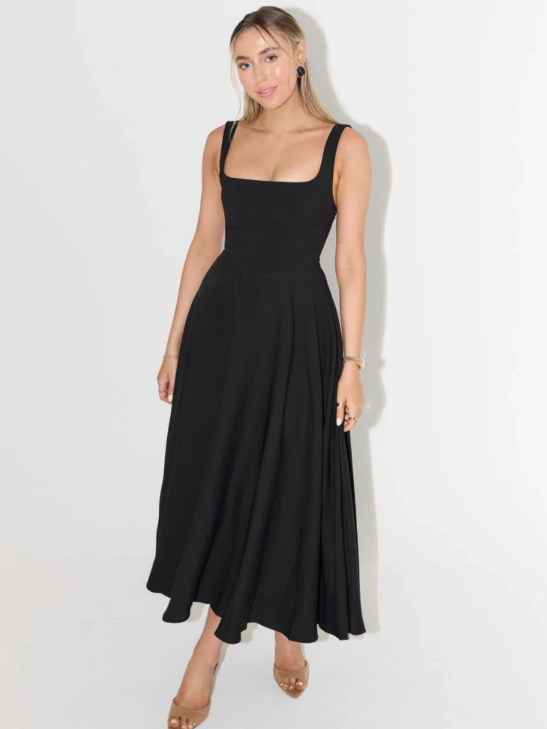 NEREA|  Vestido Midi Escote Cuadrado