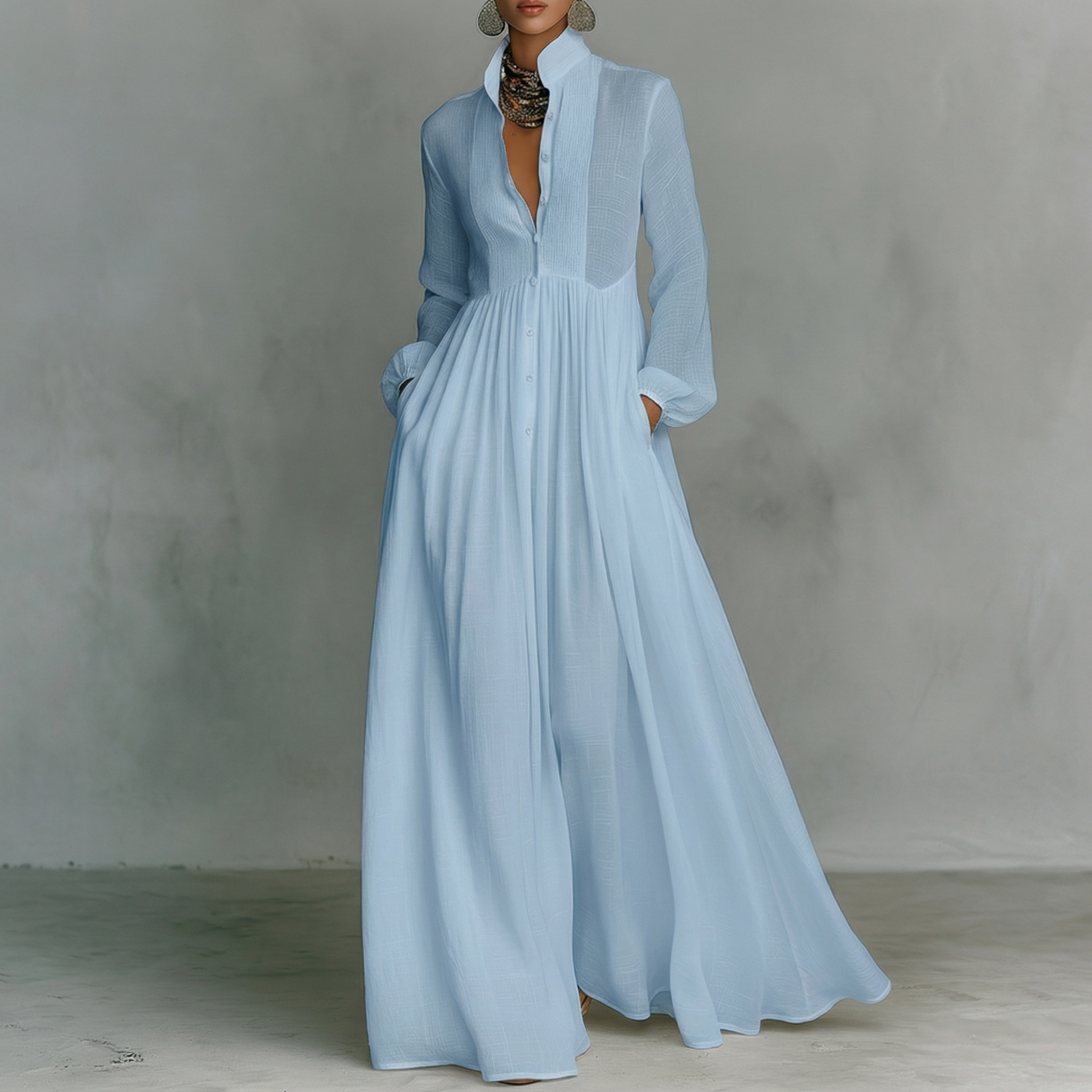 MAXIAM | Vestido Maxi Camisero Blanco