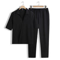 Set de 2 piezas para hombre – top de manga corta con cuello en V y pantalón