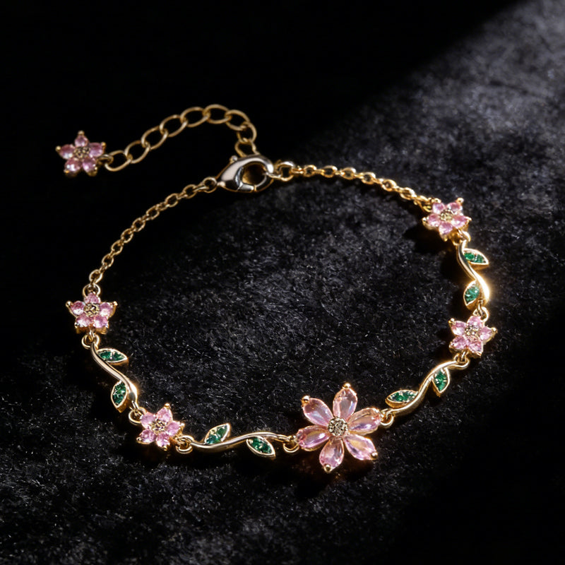 Pulsera de mujer con strass de flor de cerezo