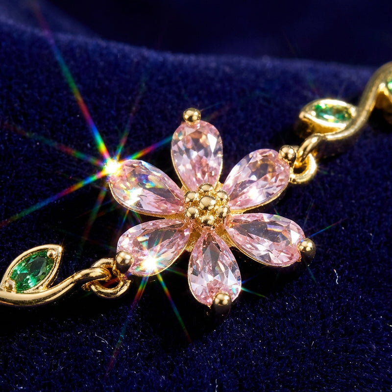 Pulsera de mujer con strass de flor de cerezo