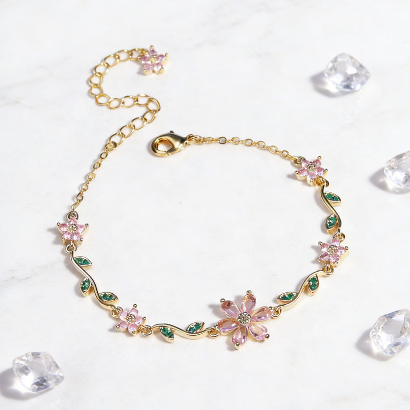 Pulsera de mujer con strass de flor de cerezo