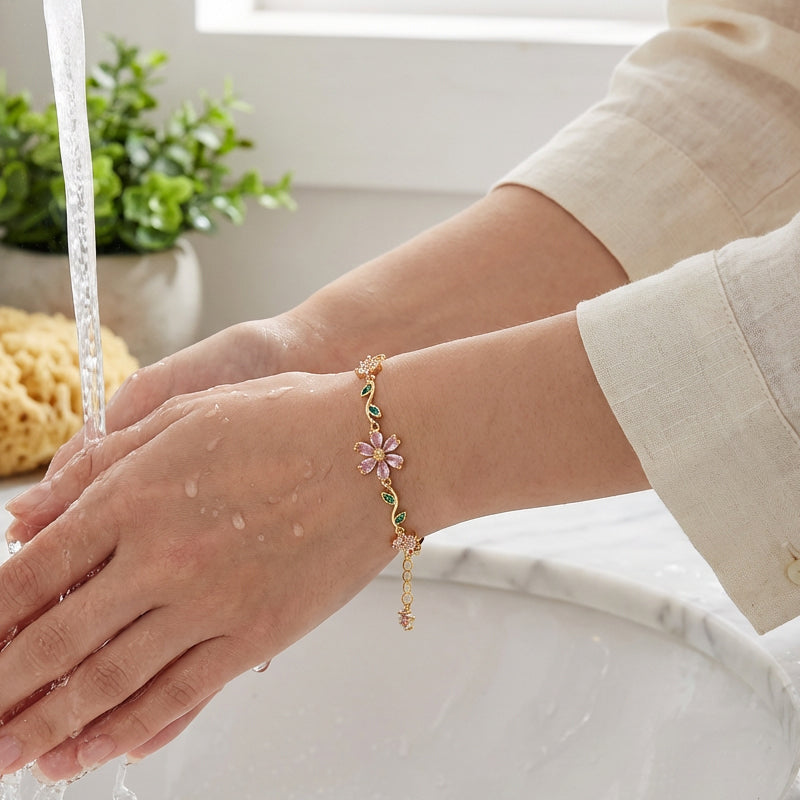 Pulsera de mujer con strass de flor de cerezo