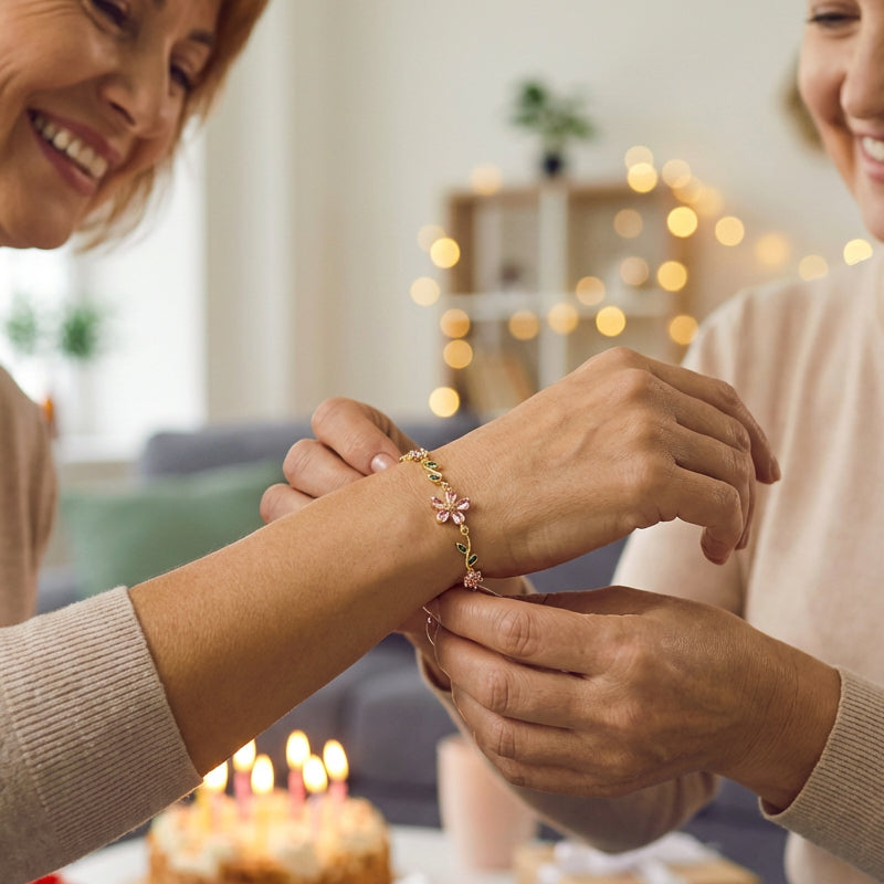 Pulsera de mujer con strass de flor de cerezo
