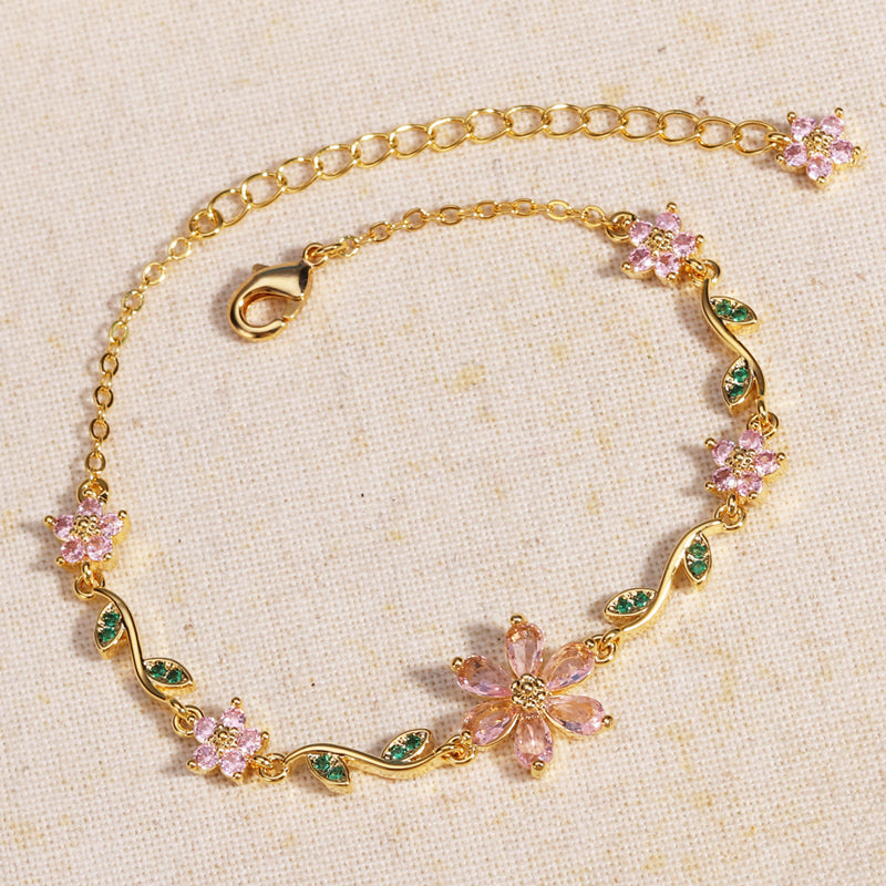Pulsera de mujer con strass de flor de cerezo