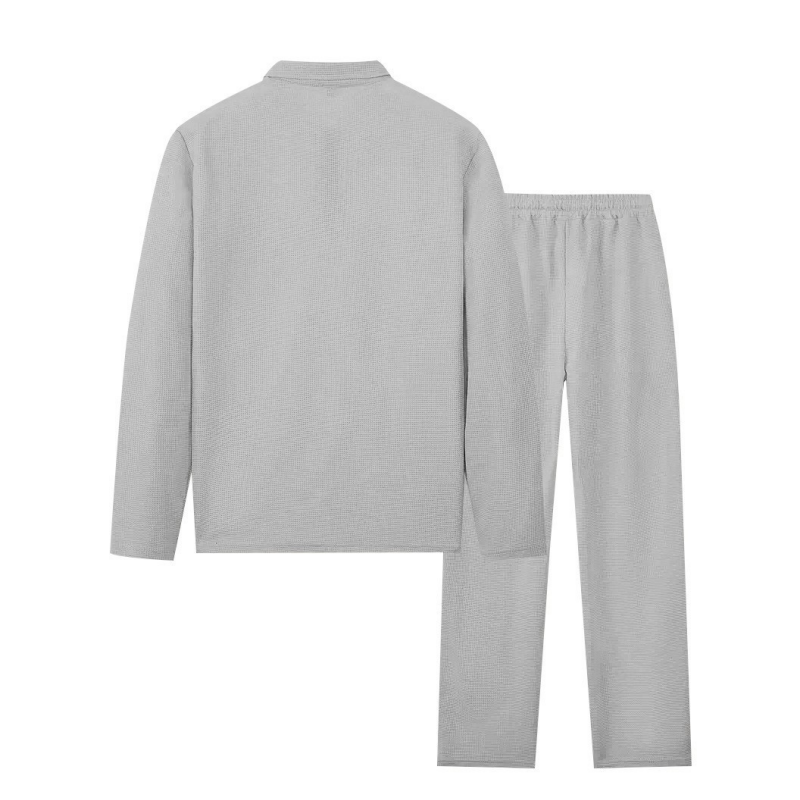 Sudadera de punto waffle y pantalón de pierna recta