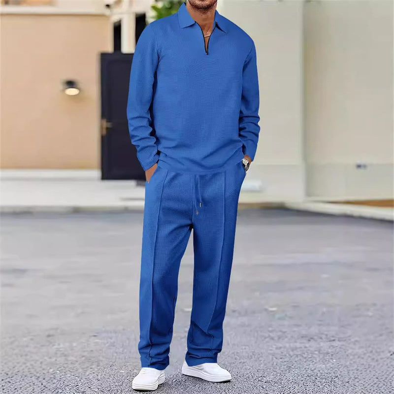 Sudadera de punto waffle y pantalón de pierna recta